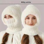 cozyfleecelinedknittedhatwithearflapswindproofwinterbeanieWhite