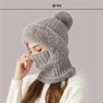 cozyfleecelinedknittedhatwithearflapswindproofwinterbeaniegray
