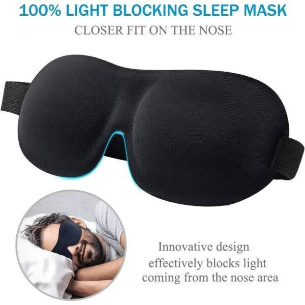 3D contoured sleep eye mask with padded memory foam design for full light blocking