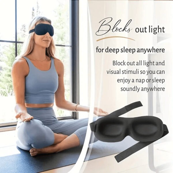 3D contoured sleep eye mask with padded memory foam design for full light blocking