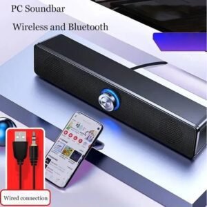 4D surround soundbar stereo bass speaker with wired AUX and Bluetooth connectivity