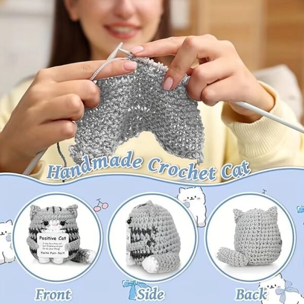 handmade anime-style cat accessories with positive energy card for décor