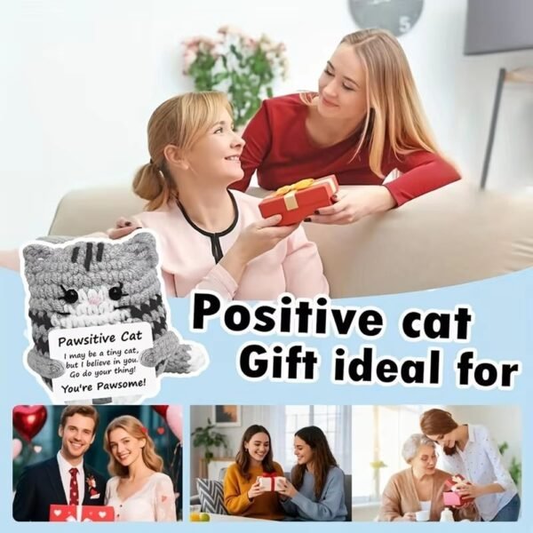 handmade anime-style cat accessories with positive energy card for décor