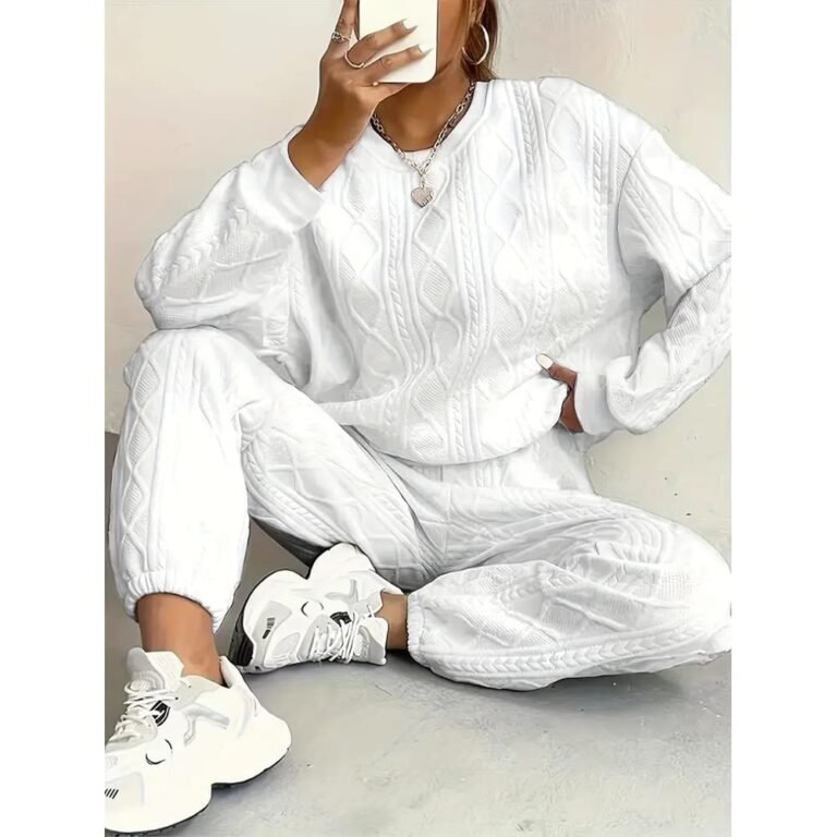 women’s twist knit textured two‑piece autumn winter outfit