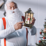 Christmas LED lantern tea light decoration with warm flickering LED glow for holiday décor