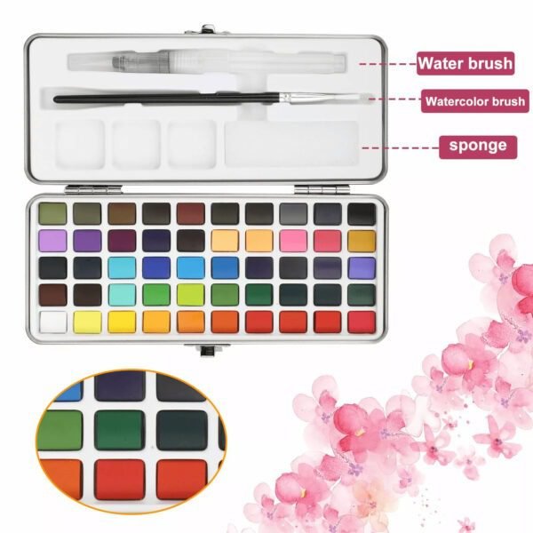 professional 50 color watercolor paint set with premium pigments for artists and beginners
