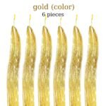 48 inch fairy hair tinsel strands in 12 vibrant colors with threading tool and pliers