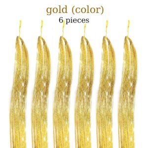 48 inch fairy hair tinsel strands in 12 vibrant colors with threading tool and pliers