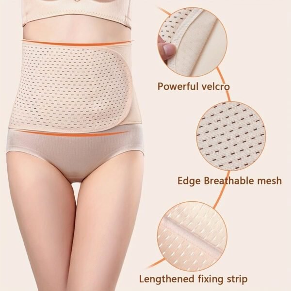 black polyester abdominal shaping belt with breathable lumbar support and adjustable straps