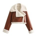 women’s shearling fleece double-sided short jacket cozy winter coat