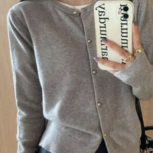 solid color knitted cardigan women long sleeve Korean style autumn winter knit sweater