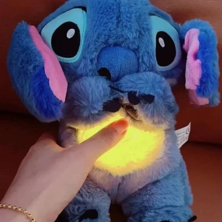 Kawaii Stitch anime plush doll with LED lights and music feature
