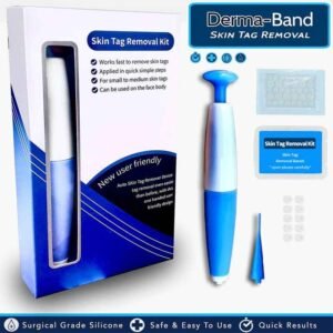 Auto skin tag removal kit with applicator bands and cleansing swabs for painless tag removal