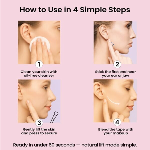 Invisible face lifter tape for facial support and skin contouring, reduces sagging