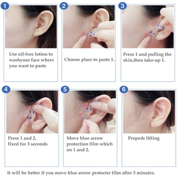 Invisible face lifter tape for facial support and skin contouring, reduces sagging