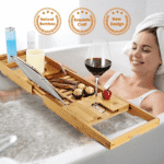 Bamboo- Bath- Tray- Table- –- Adjustable- Bathtub- Caddy-