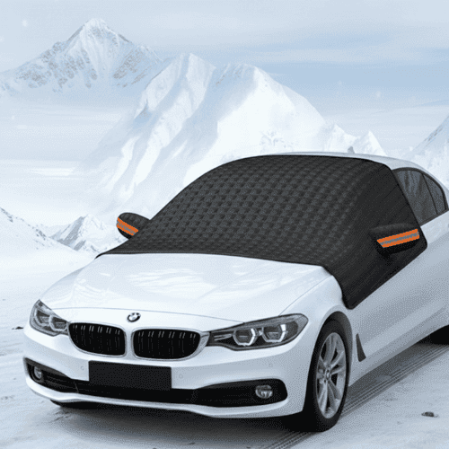 Magnetic car windshield snow cover – large anti-freeze windshield protector with side mirror covers, strong magnets, all-weather protection for winter snow and ice.