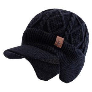 Plush fur-lined warm unisex winter beanie hat for outdoor cold weather