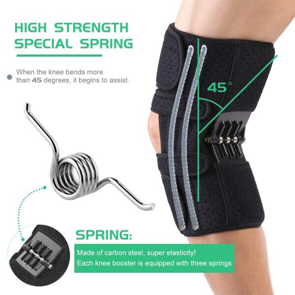 Power Knee Stabilizer Pads with spring-loaded support for knee pain relief and mobility