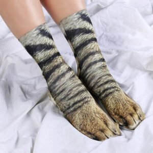 Realistic 3D animal paws socks for adults and kids – cozy novelty unisex paw-print socks