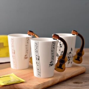 Guitar Ceramic Mug with musical design for coffee and tea lovers