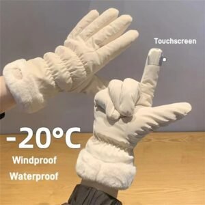 Women’s waterproof fleece-lined winter ski gloves — warm, windproof, touchscreen-compatible gloves for snow and cold weather