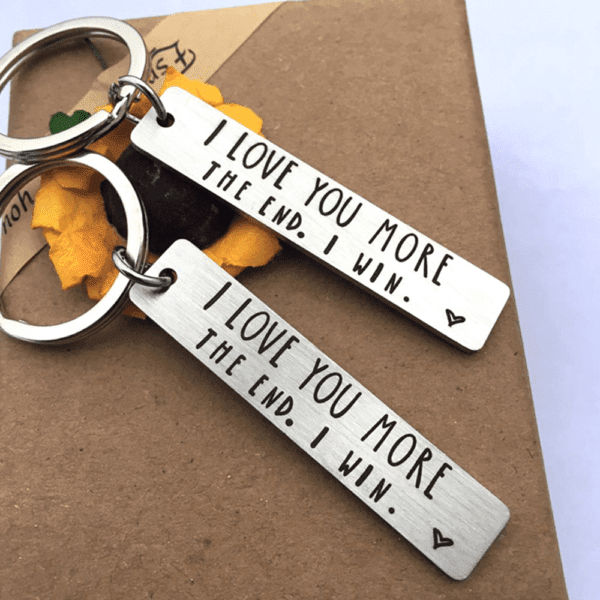love message engraved metal key chain romantic gift