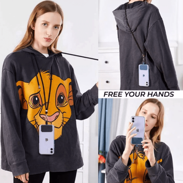 universal crossbody phone lanyard with patch attachment for hands‑free phone carry