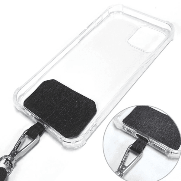 universal crossbody phone lanyard with patch attachment for hands‑free phone carry