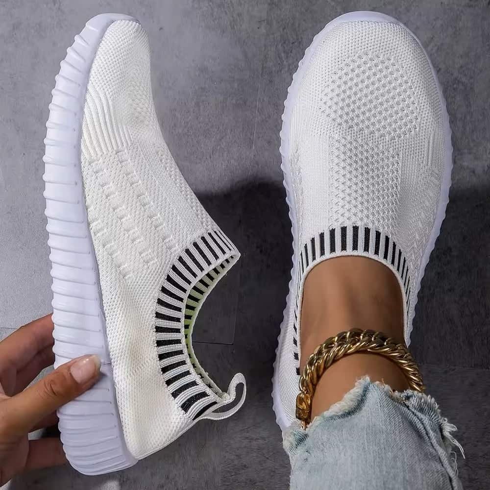 women’s breathable knit mesh lace-up sneakers lightweight outdoor shoes