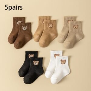 cartoon bear pattern baby socks breathable and comfy toddler footwear