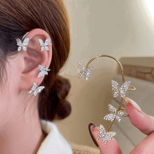 elegant clip-on butterfly earrings for women no piercing required
