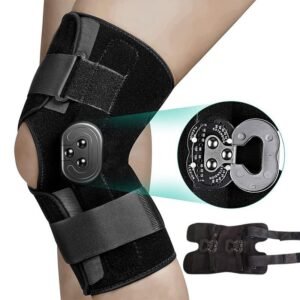 Hinged- Knee- Brace- with- Side- Stabilizers- –- Adjustable- Support- for- Injury- Recovery- &- Sports-