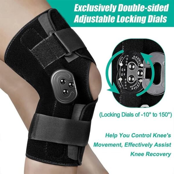 Hinged Knee Brace with Side Stabilizers Adjustable Support