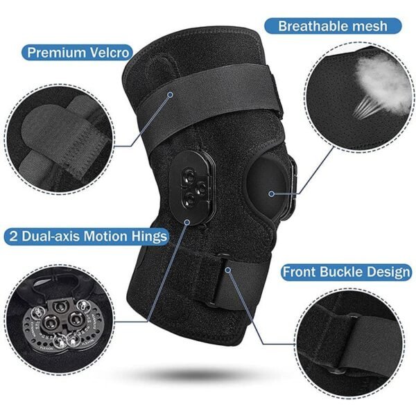 Hinged Knee Brace with Side Stabilizers Adjustable Support