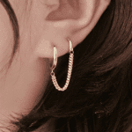 Double- Piercing- Chain- Earring- with- Small- Hoops-