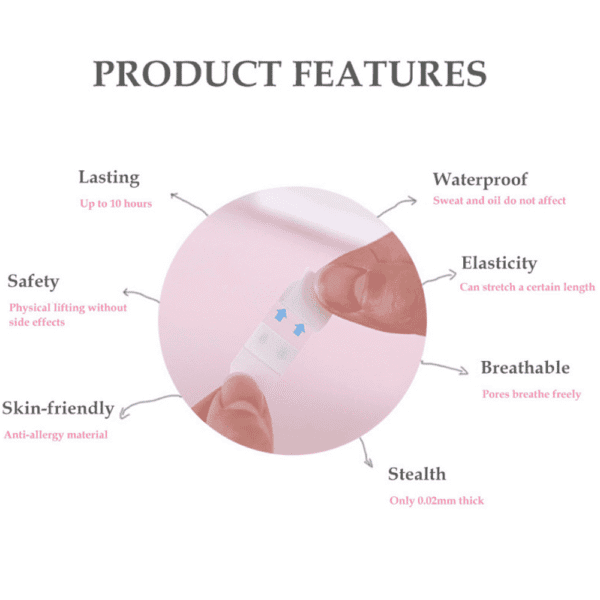 Invisible face lifter tape applied for instant skin tightening