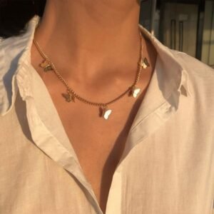 Butterfly- Chain- Choker- Necklace- for- Women-