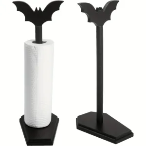 bat paper towel holder for Halloween kitchen décor with spooky silhouette
