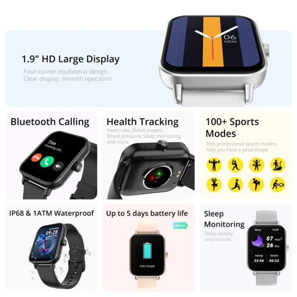 ultra hd smartwatch with voice calling and health monitoring wearable tech