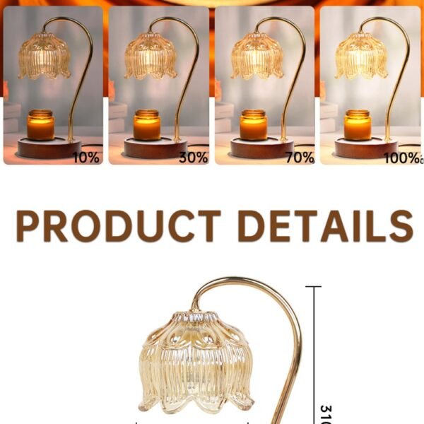 vintage flower candle warmer lamp with dimmer and timer