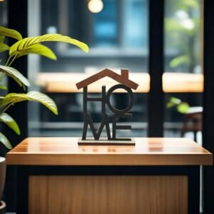 Love- Home- Desktop- Decor- with- Wooden- Base,- Elegant- Ornament- for- Living- Room- Table- Centerpiece-