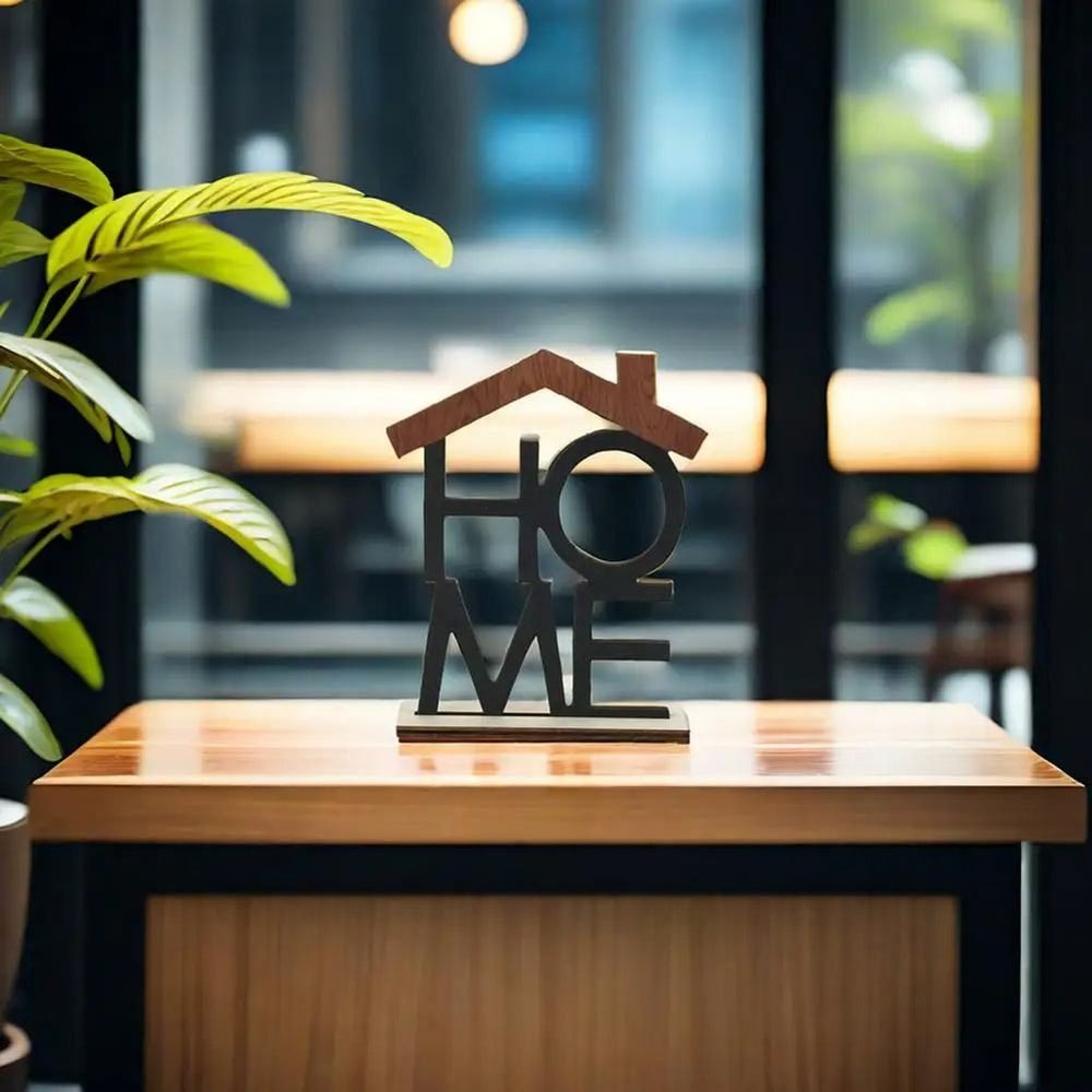 Love- Home- Desktop- Decor- with- Wooden- Base,- Elegant- Ornament- for- Living- Room- Table- Centerpiece-