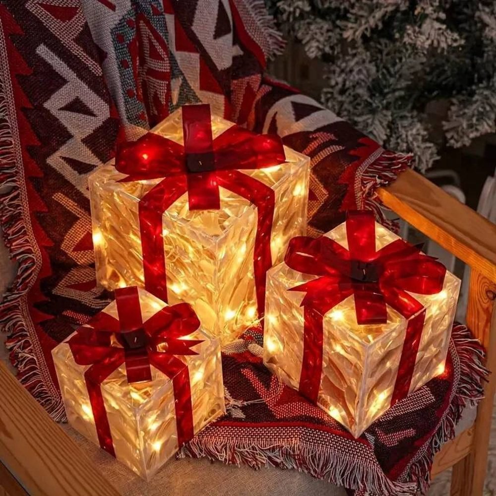 lighted decorative gift boxes indoor holiday decor