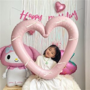 heart shaped bow foil balloon romantic party decoration