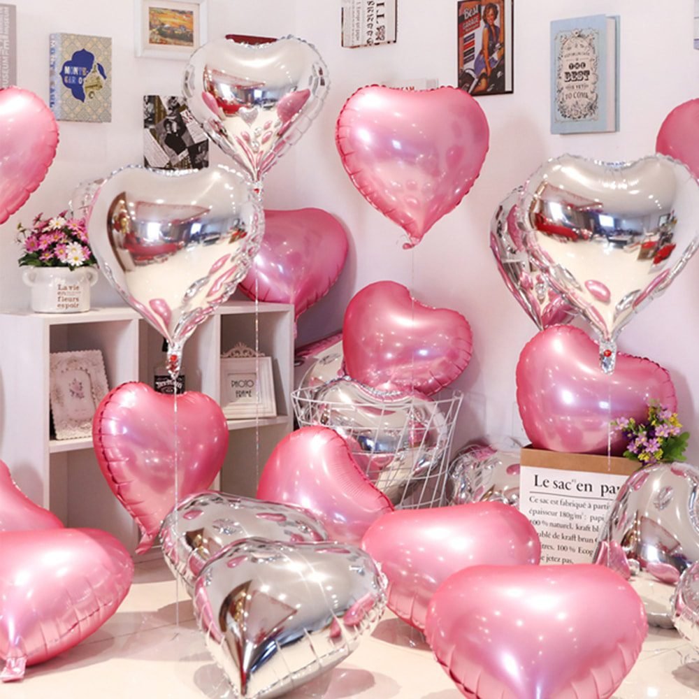 floating love heart foil balloons romantic decoration