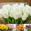 tulipcharm 10 pack artificial tulips real touch decorative flowers