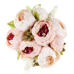 ezflowery artificial peony silk flowers peach bouquet
