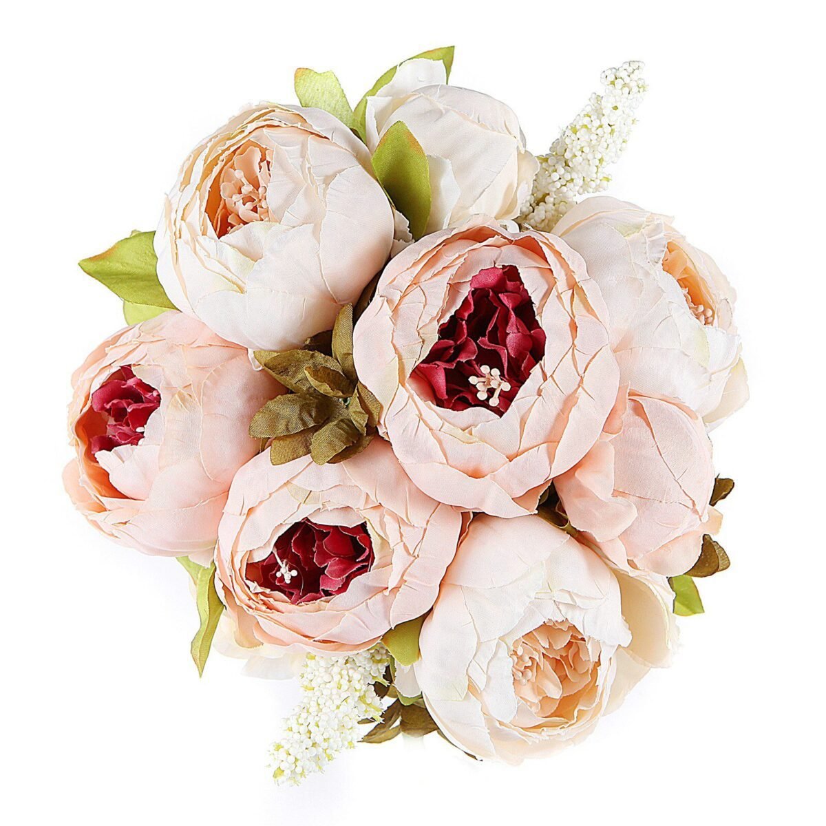 ezflowery artificial peony silk flowers peach bouquet