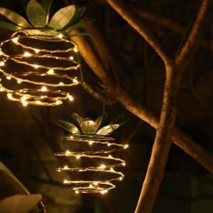 solar pineapple lantern outdoor decorative light with soft ambient glow